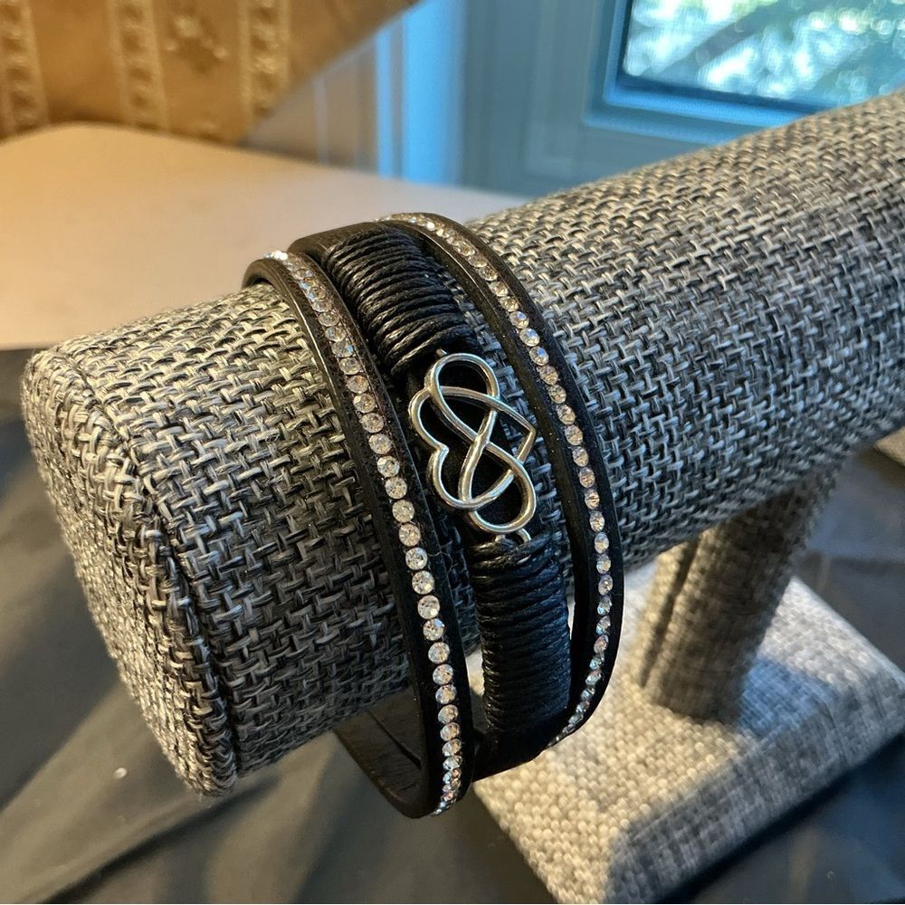 Black and Silver Wrap Adjustable Bracelet with Infinity Charm